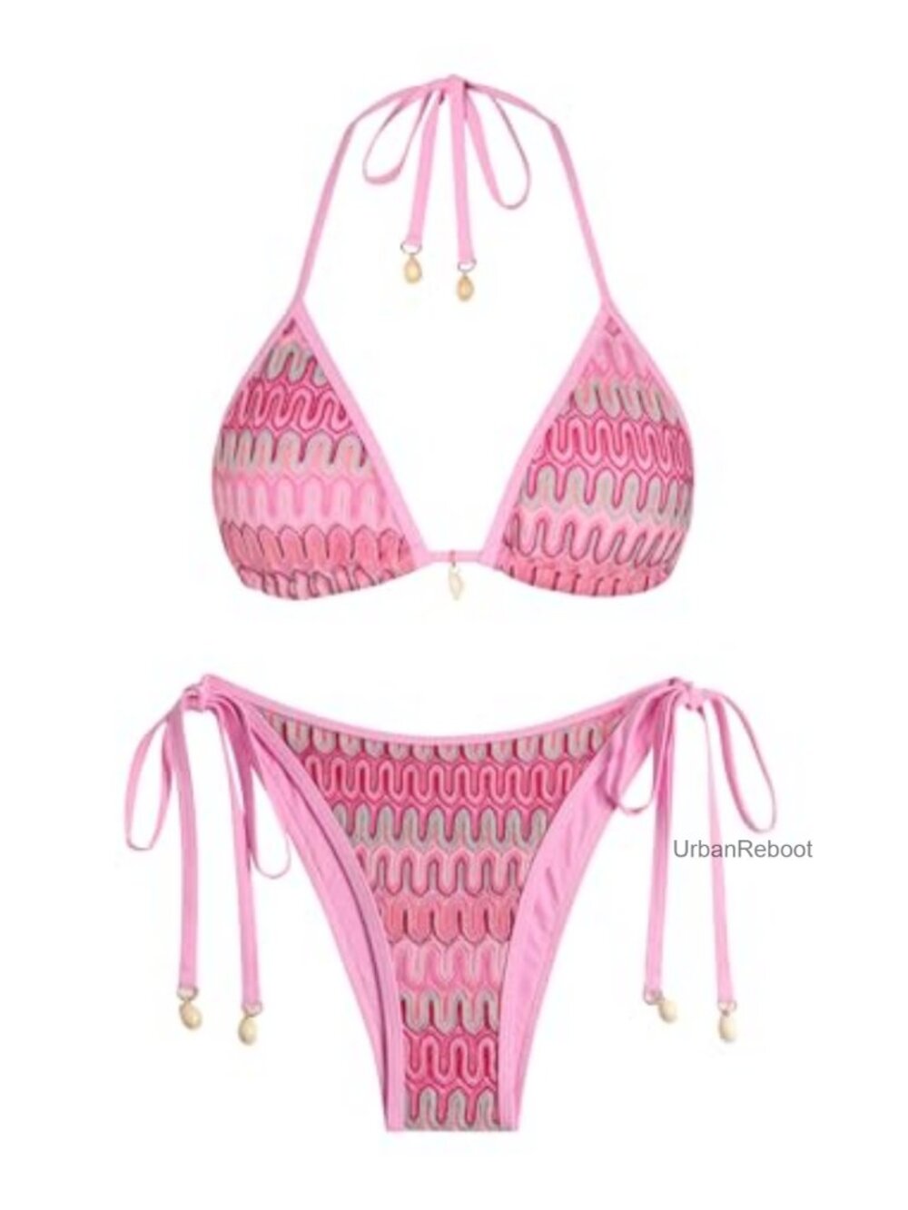 ZAFUL Women's Triangle Halter String Bikini Set High Cut Cheeky Swimwear
